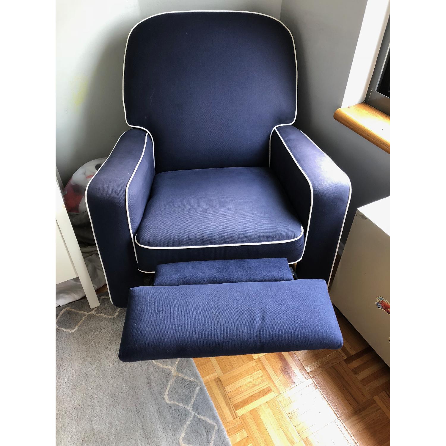 Swivel Glider Navy Blue Recliner - image-2