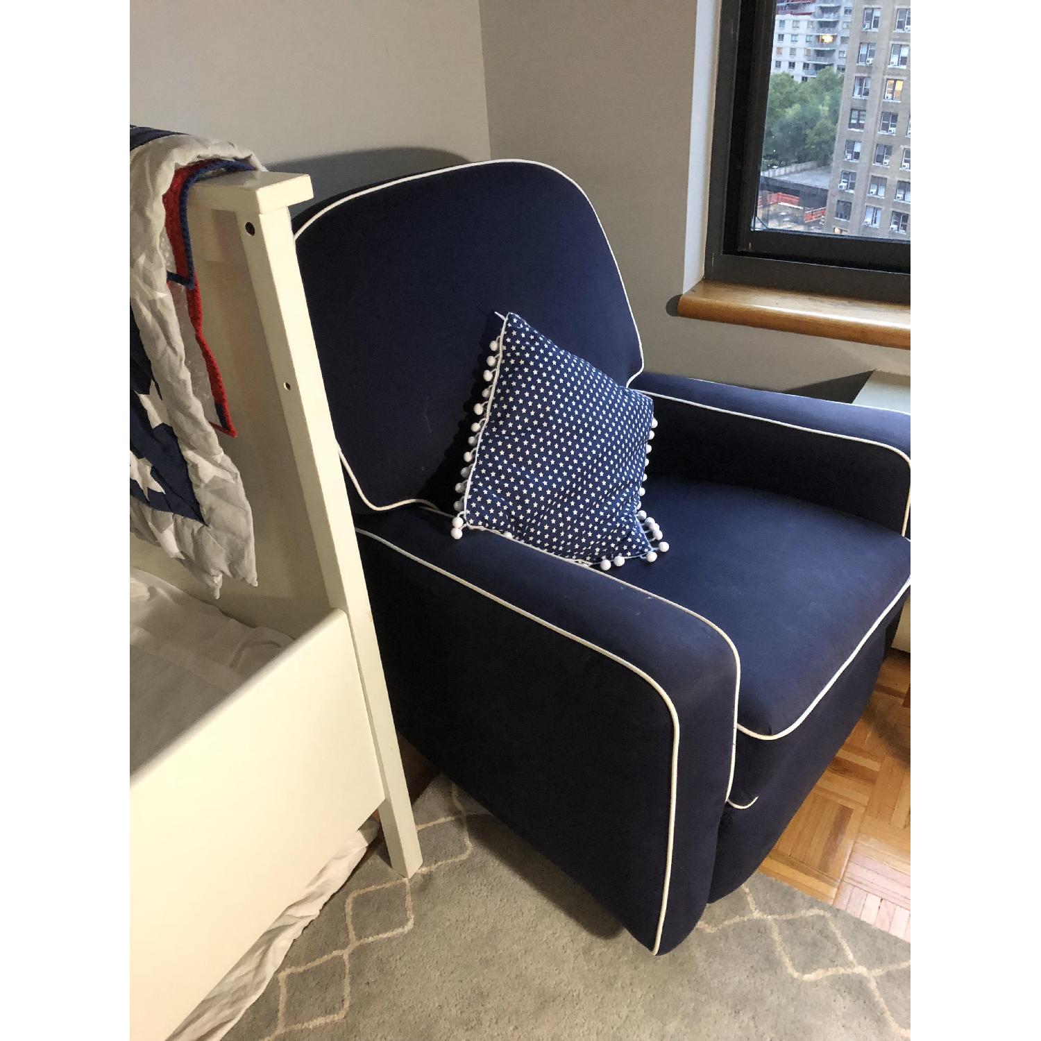 Swivel Glider Navy Blue Recliner - image-3
