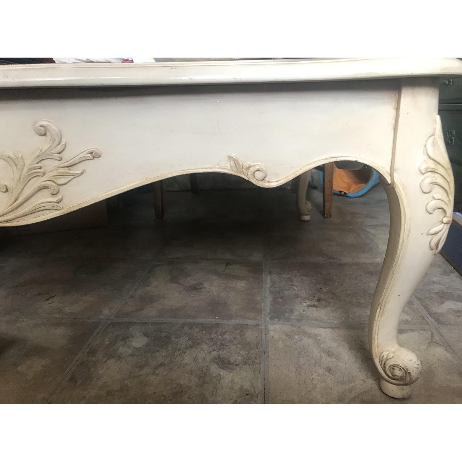 Ethan Allen Ivory Legacy French Country Glass Coffee Table - image-1