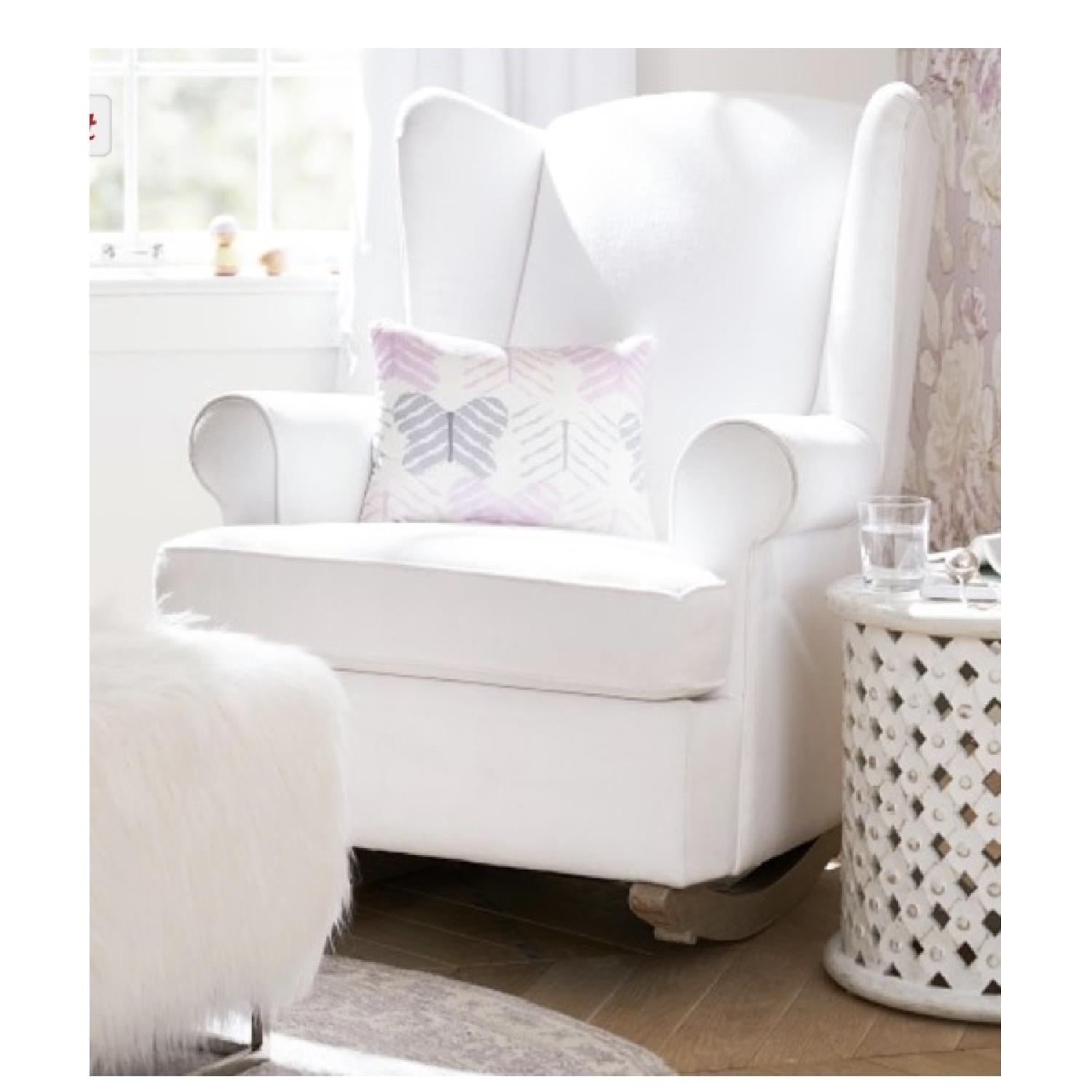 Pottery Barn White Wingback Convertible Rocking Chair - image-5