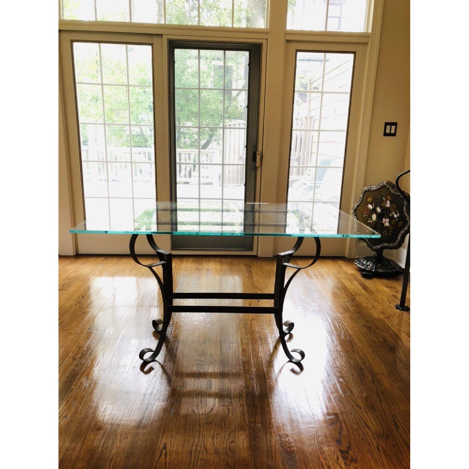 Custom Glass Dining Table w/ Metal Base - image-2