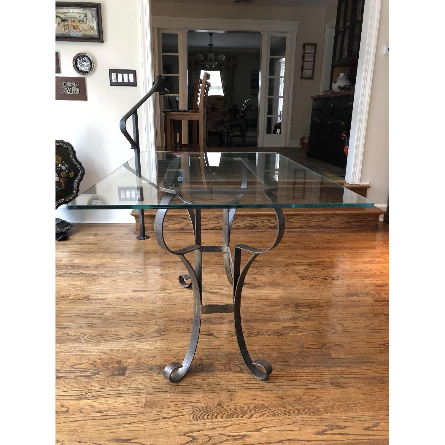 Custom Glass Dining Table w/ Metal Base - image-3