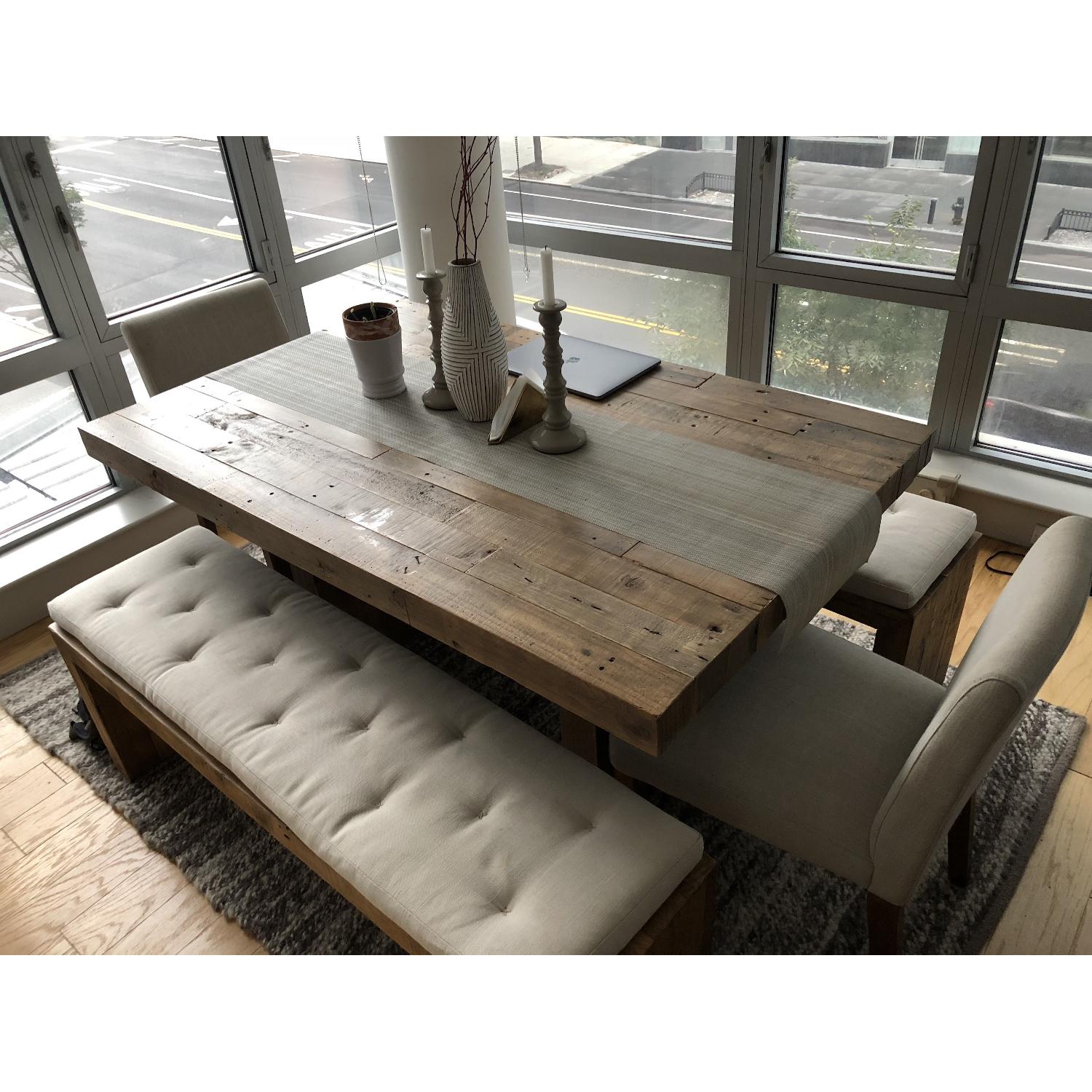West Elm Emmerson Dining Table w/ 2 Benches & Cushions - image-2