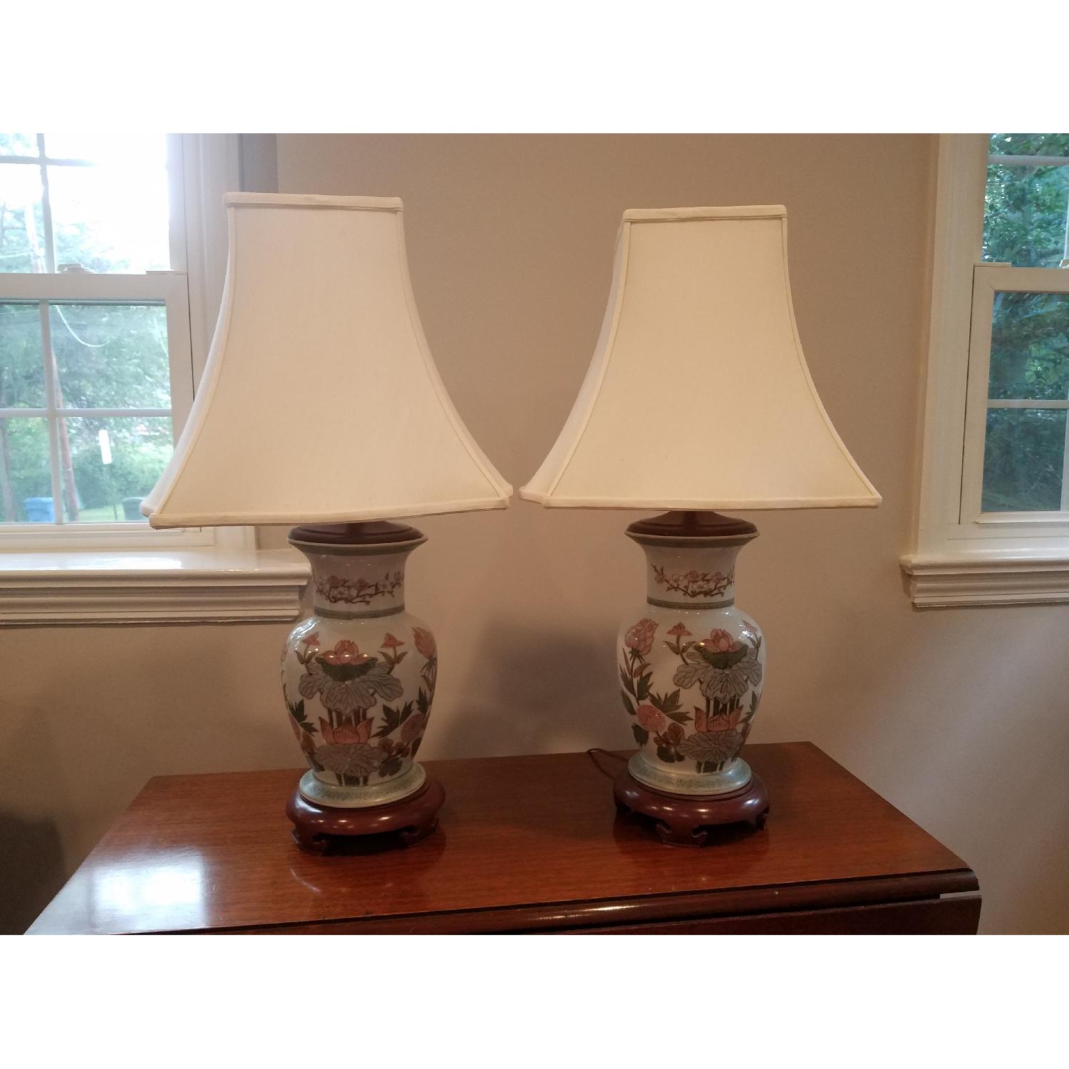 Fortunoff Pink & Gray Ceramic Ginger Jar Lamps - image-2