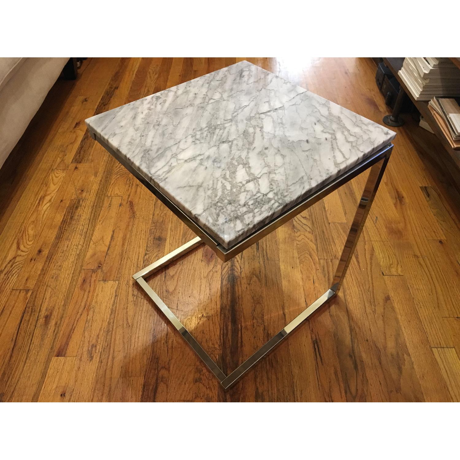 CB2 Smart Marble Top C Side Table - image-1