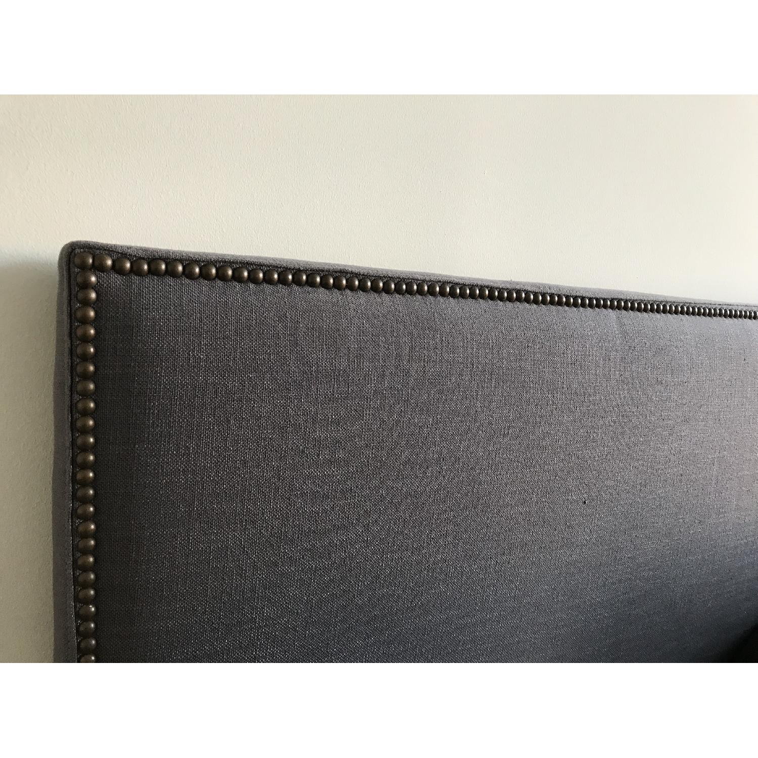 West Elm Queen Bed Frame w/ Nailhead Upholstered Headboard - image-2