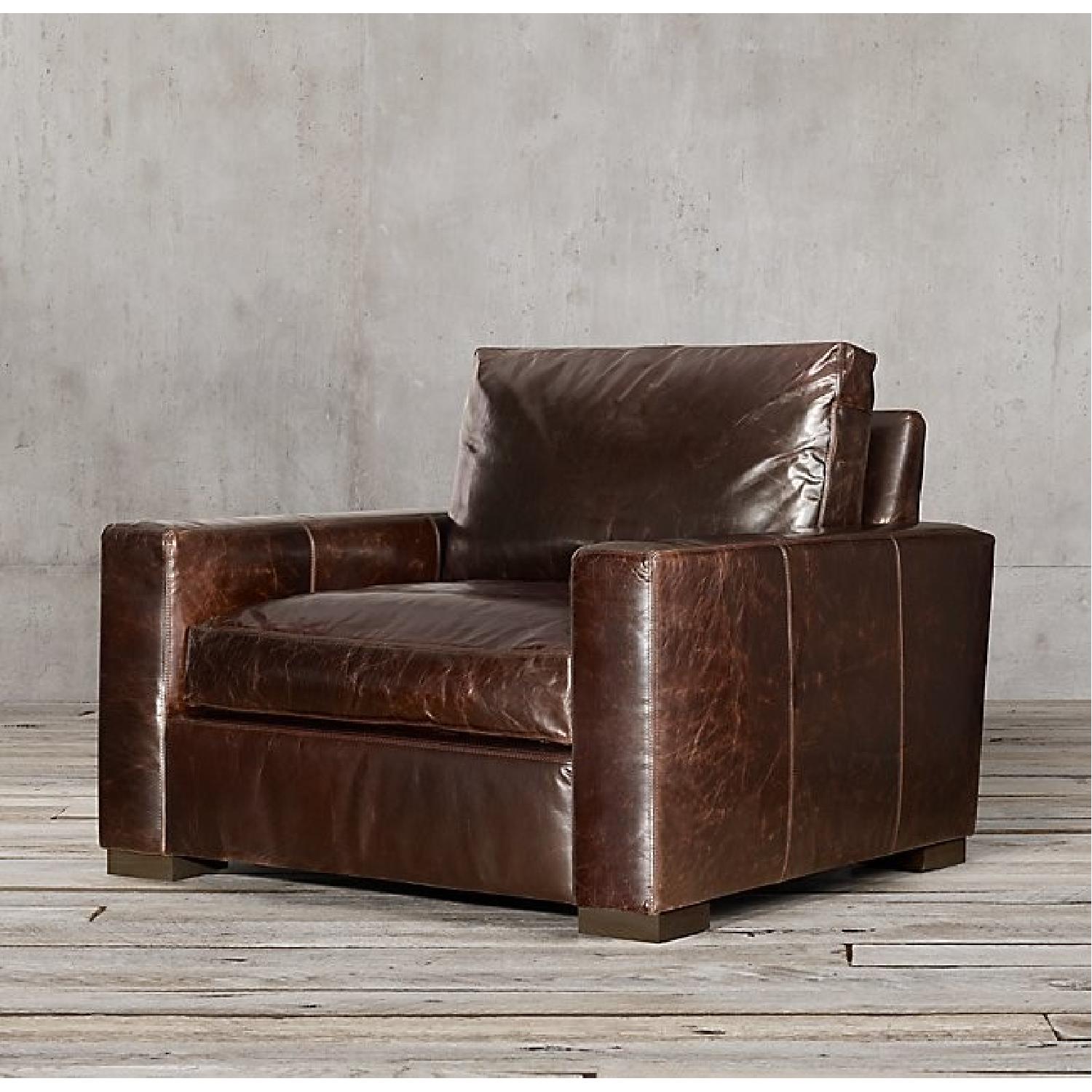 Restoration Hardware Vintage Custom Leather Chair - image-1