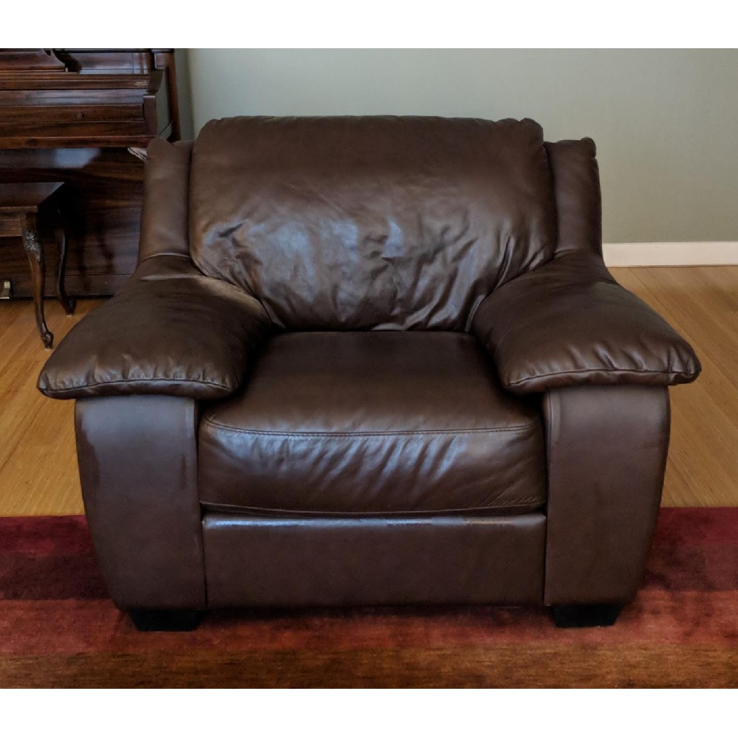 Macy's Italsofa Brown Leather Chair - image-1