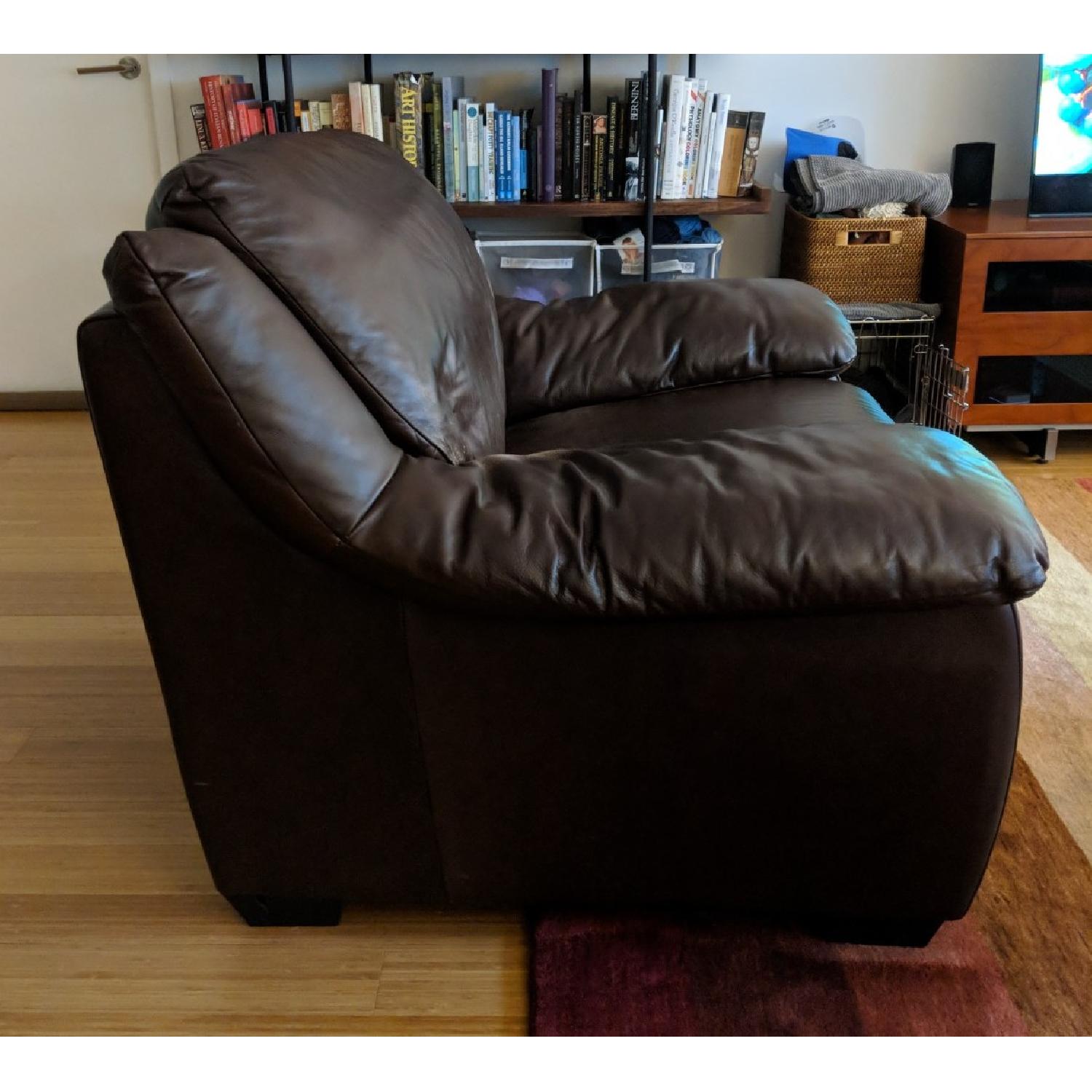 Macy's Italsofa Brown Leather Chair - image-2
