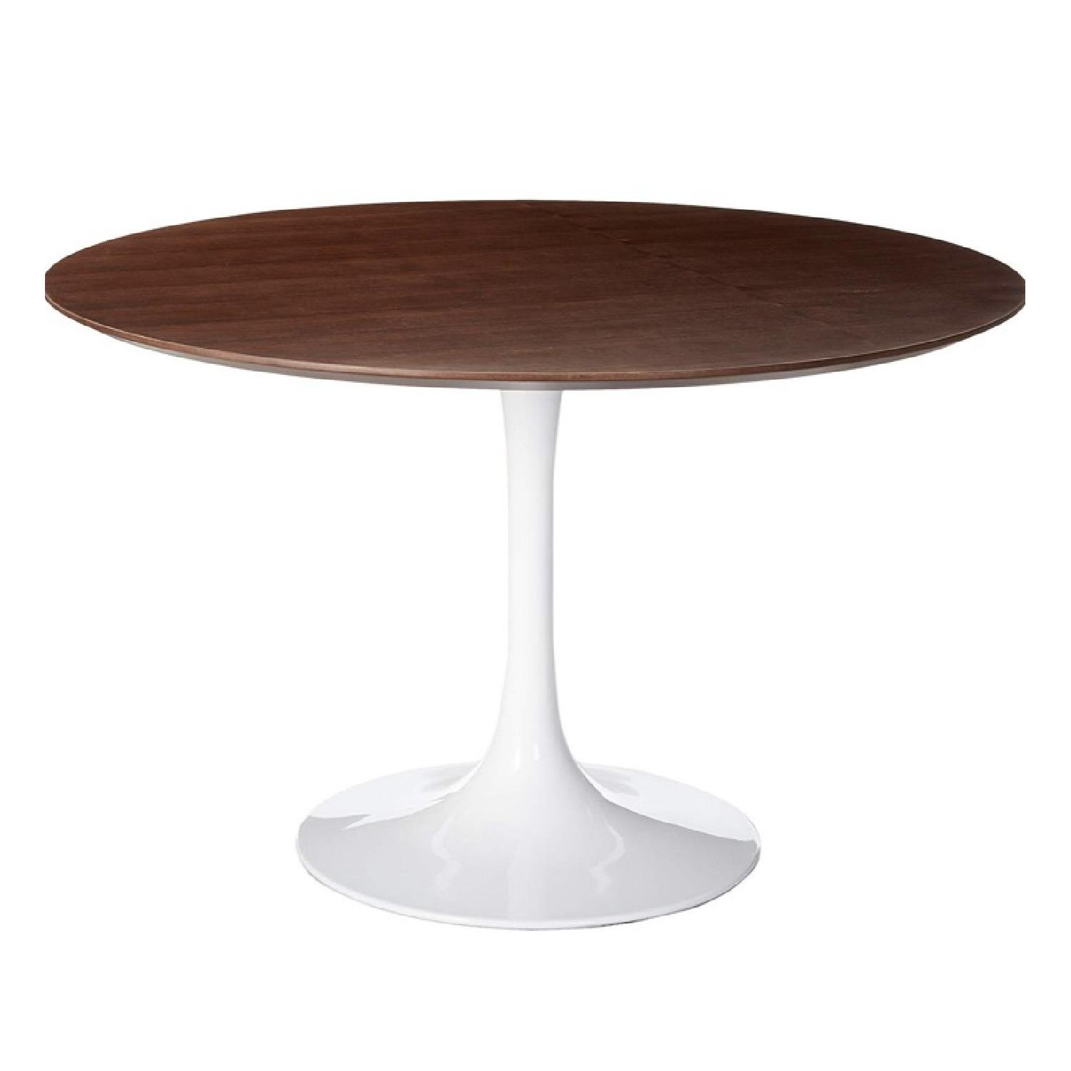 LexMod Lippa Round Walnut Dining Table w/ White Base - image-1