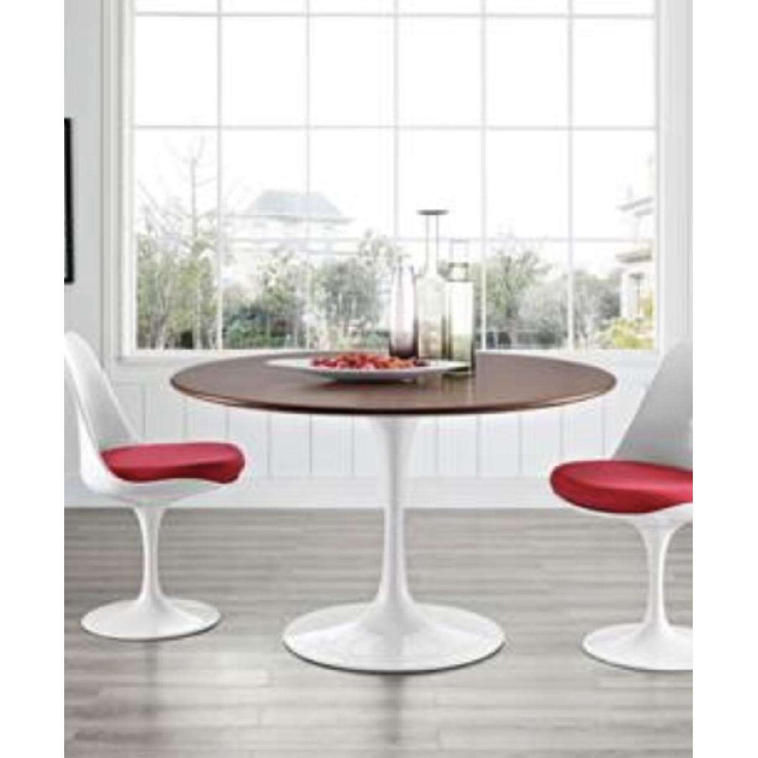 LexMod Lippa Round Walnut Dining Table w/ White Base - image-3