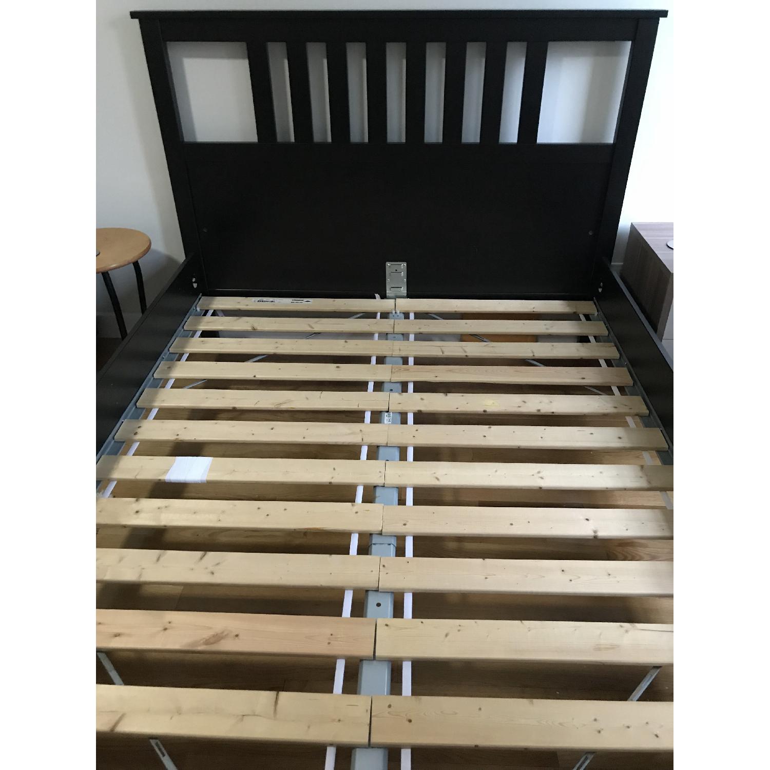 Ikea Hemnes Black-Brown Queen Size Bed Frame w/ Lury - image-1