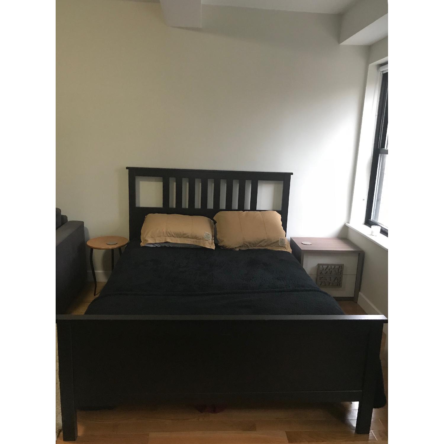 Ikea Hemnes Black-Brown Queen Size Bed Frame w/ Lury - image-2