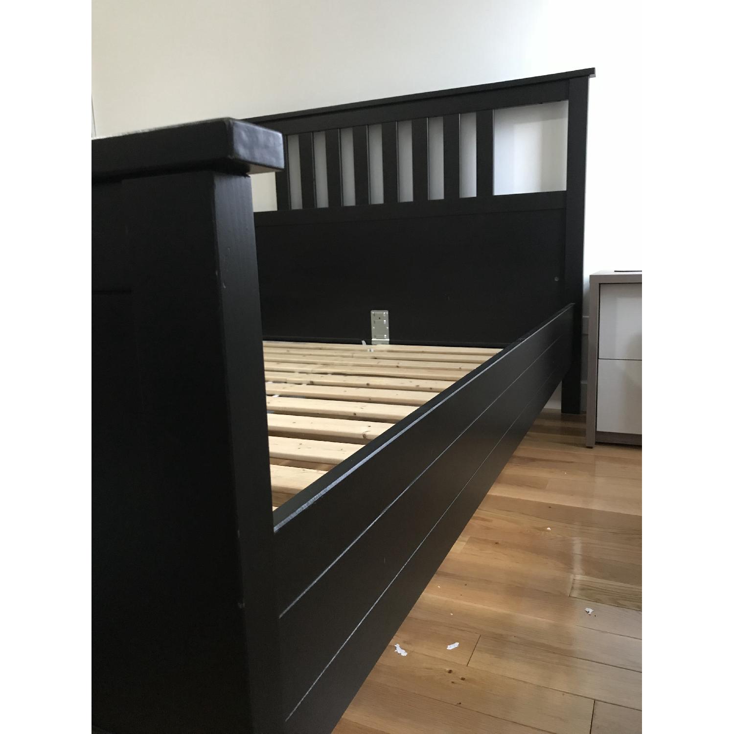 Ikea Hemnes Black-Brown Queen Size Bed Frame w/ Lury - image-3