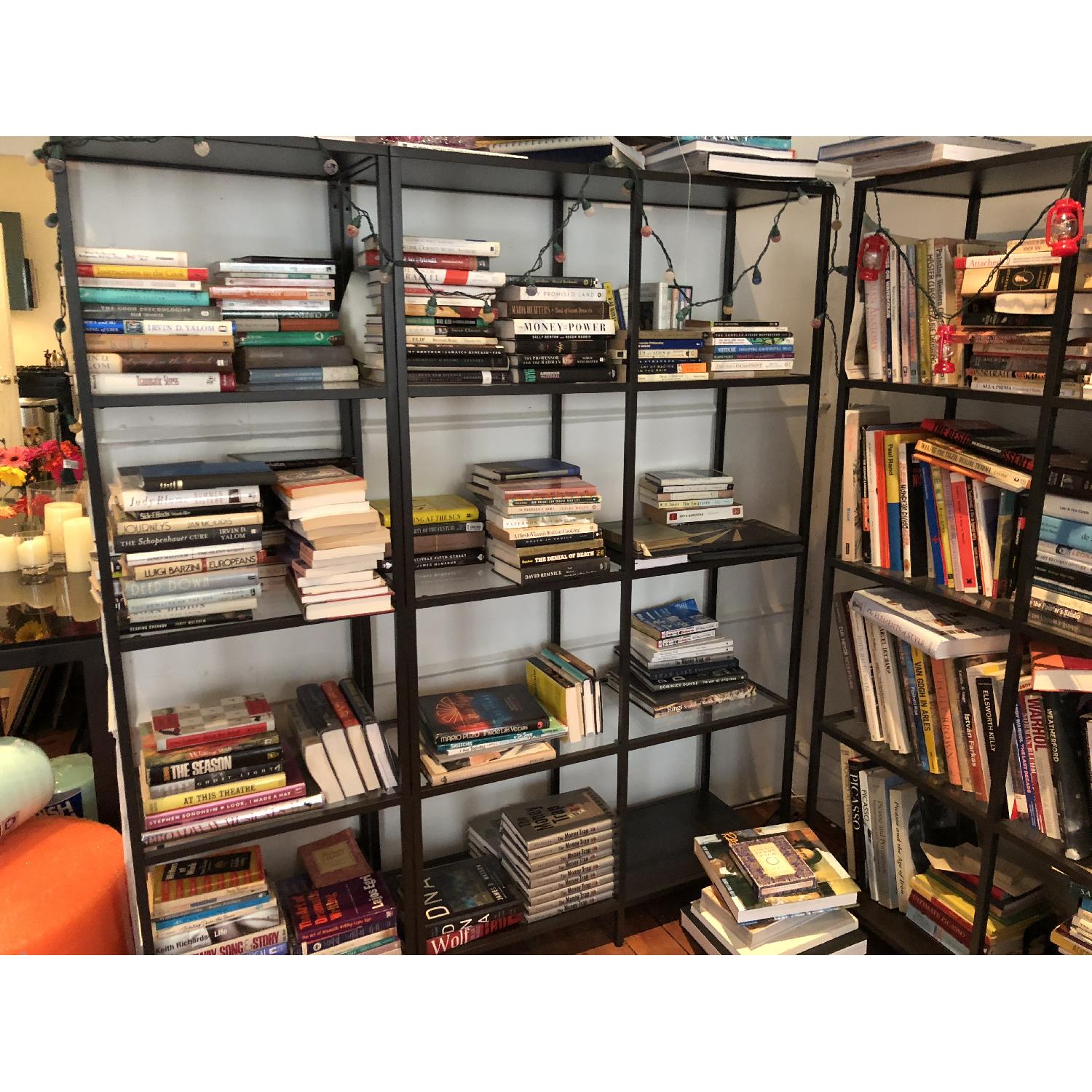 Black Matte Shelving Unit w/ Glass Shelves - image-2