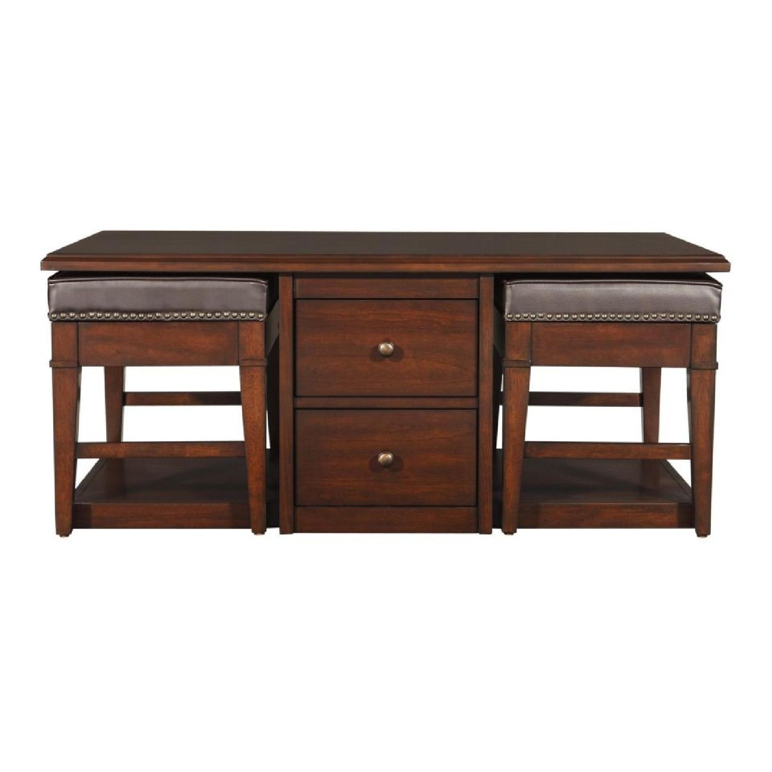 Raymour & Flanigan Lawson Cocktail Table w/ 2 Stools AptDeco