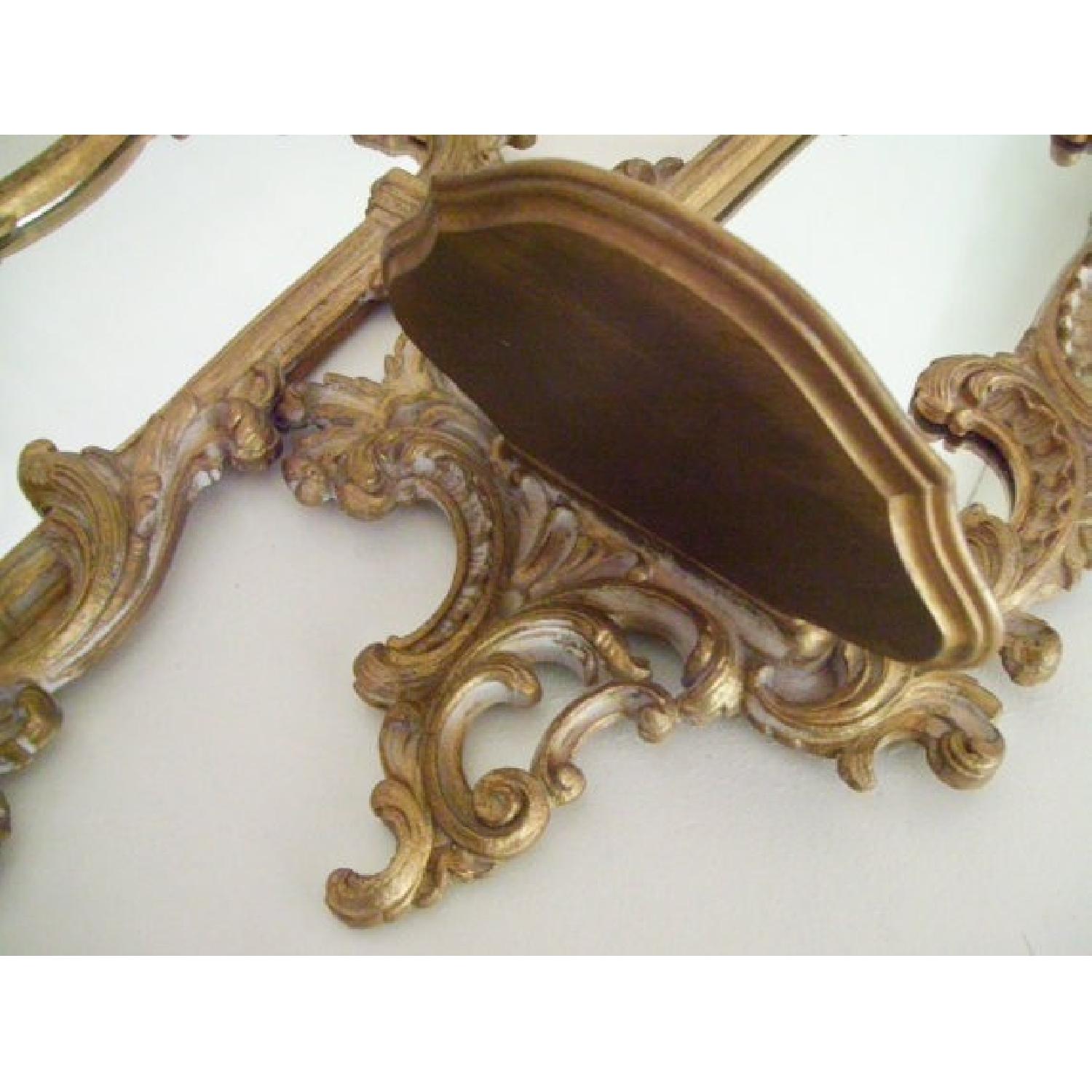 Vintage Syroco Wood Mirror Shelf Sconces - image-1