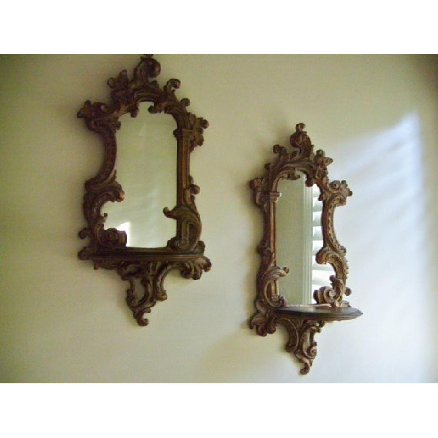 Vintage Syroco Wood Mirror Shelf Sconces - image-2