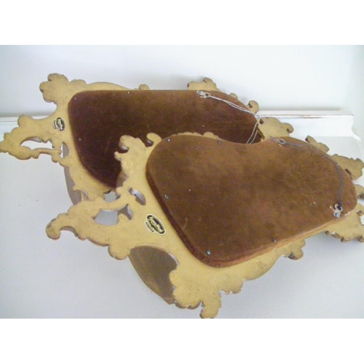 Vintage Syroco Wood Mirror Shelf Sconces - image-4