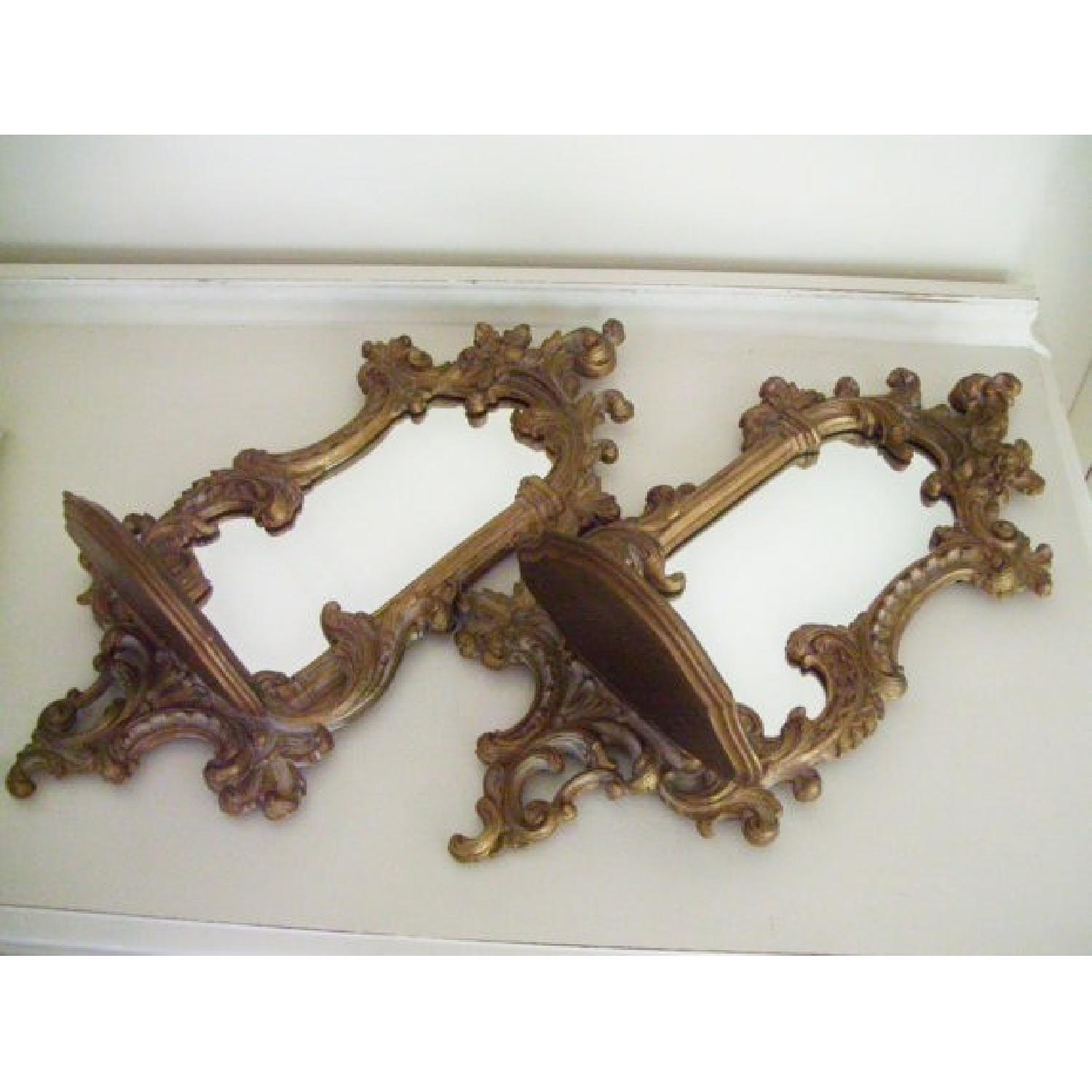 Vintage Syroco Wood Mirror Shelf Sconces - image-5