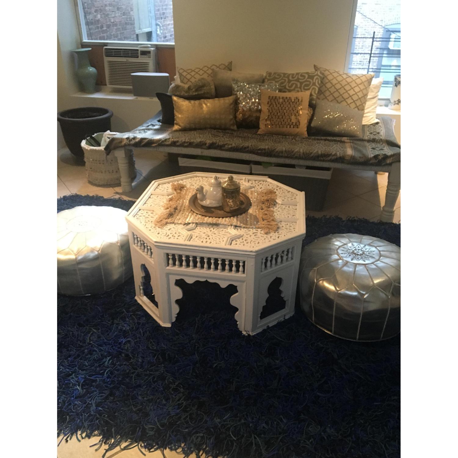 Jonathan Adler Leather Moroccan Pouf - image-1