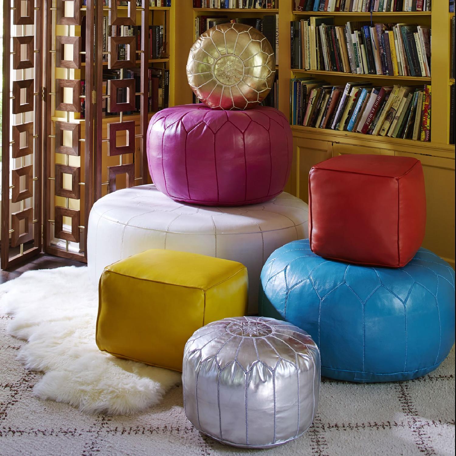 Jonathan Adler Leather Moroccan Pouf - image-3