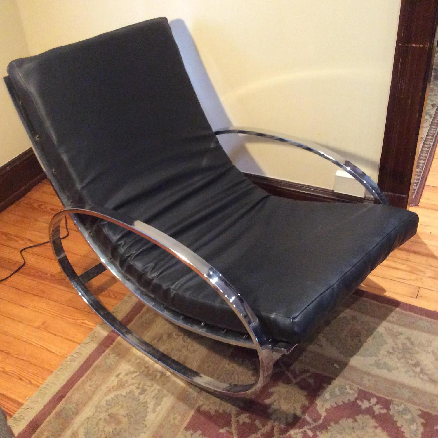 Chrome Base Rocking Chair Vintage Chrome Elliptical Base Rocking Chair - AptDeco