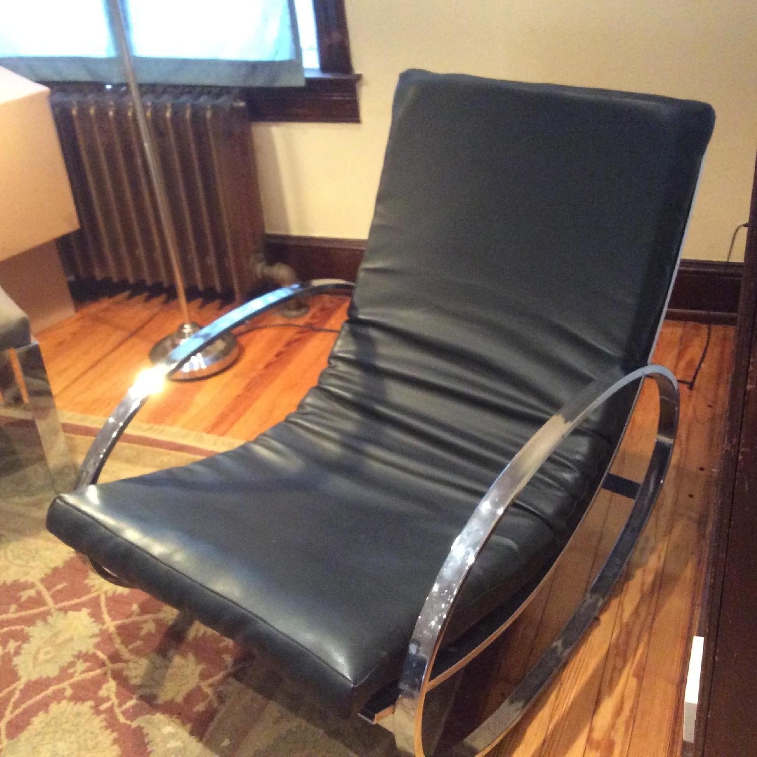 Chrome Base Rocking Chair Vintage Chrome Elliptical Base Rocking Chair - AptDeco