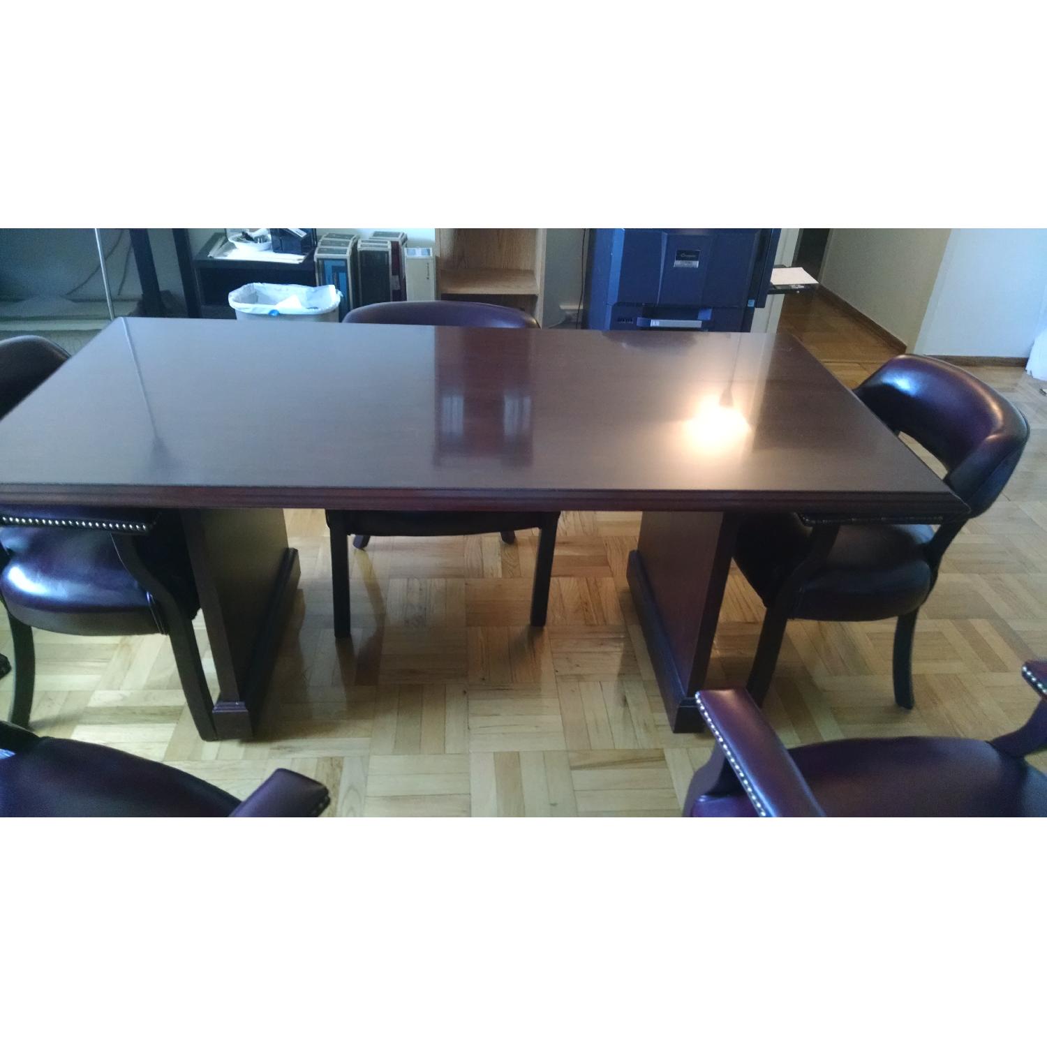 Mahogany Conference Table w/ 5 Chairs - image-1