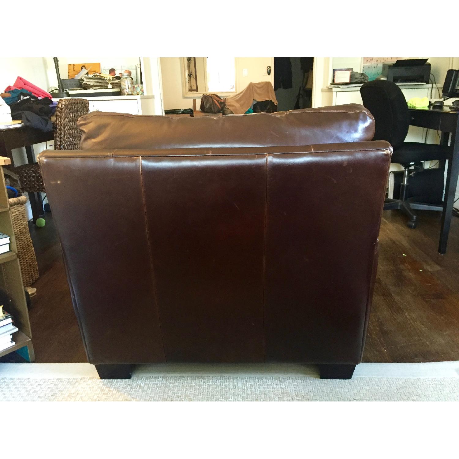 Pottery Barn Turner Burnished Walnut Leather Square Arm Chair - image-4
