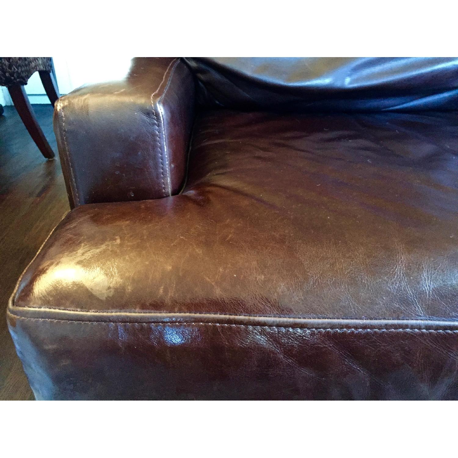 Pottery Barn Turner Burnished Walnut Leather Square Arm Chair - image-6