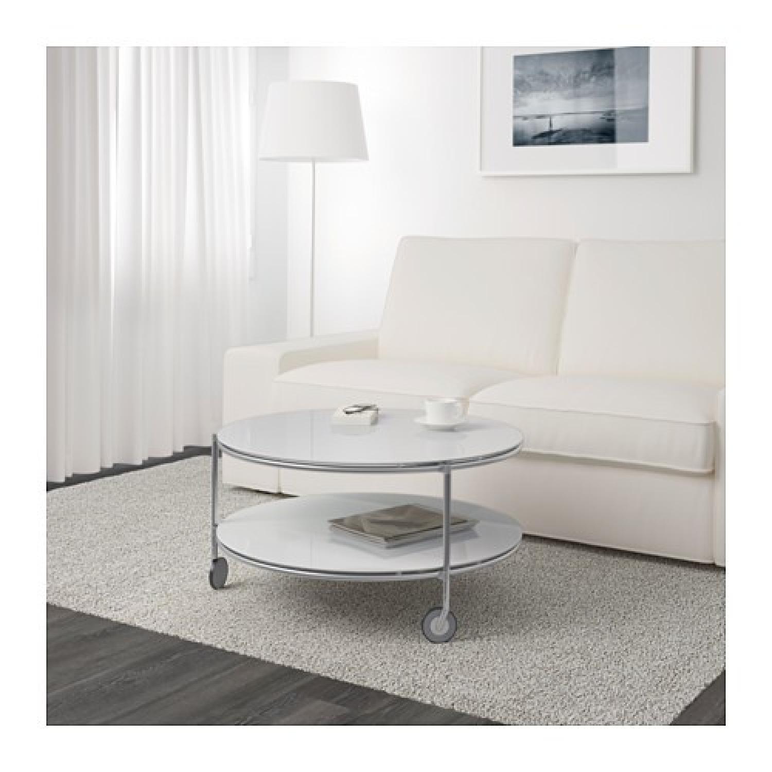 Ikea Strind White Glass Coffee Table AptDeco