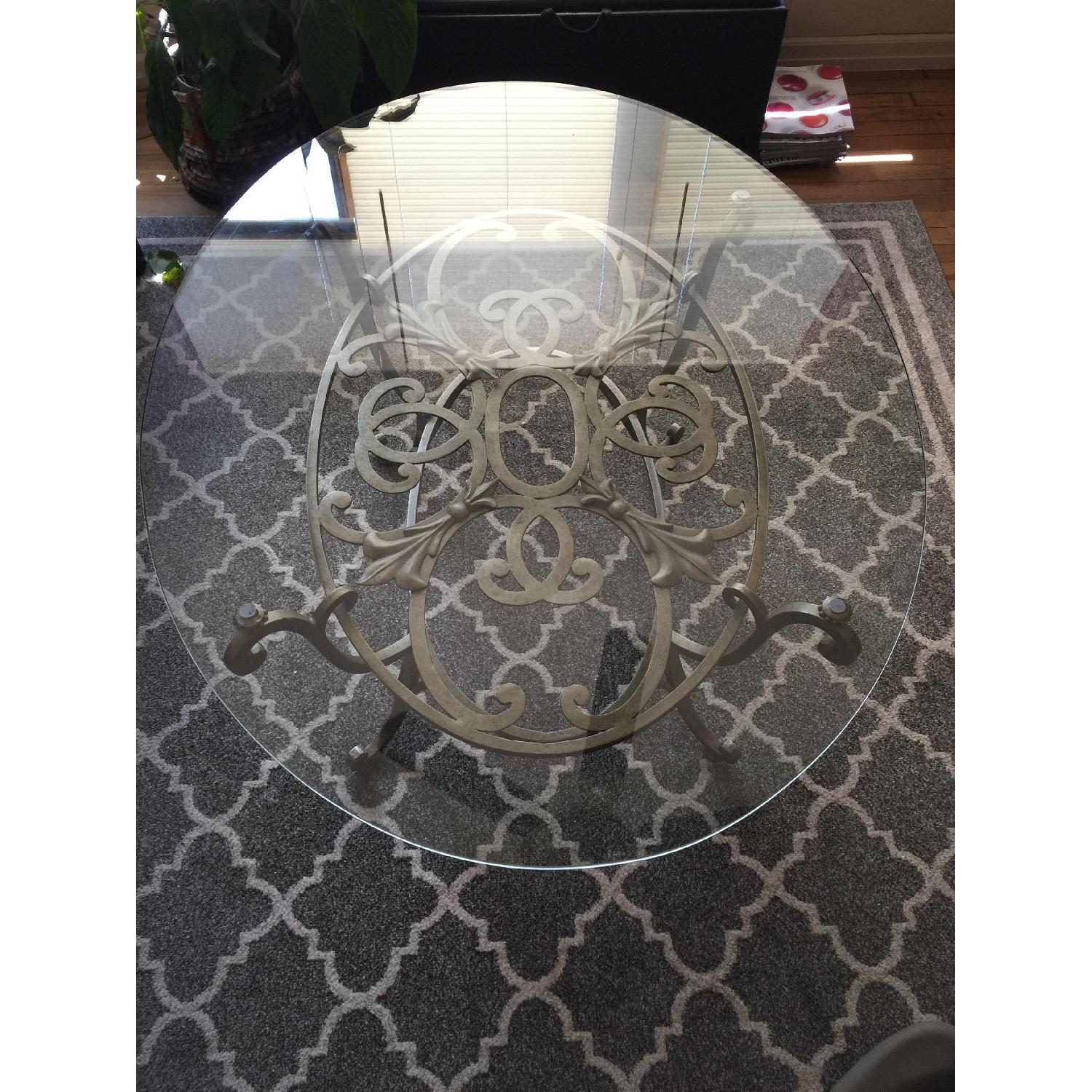 Wrought Iron Coffee Table w/ Oval Glass Top - image-3