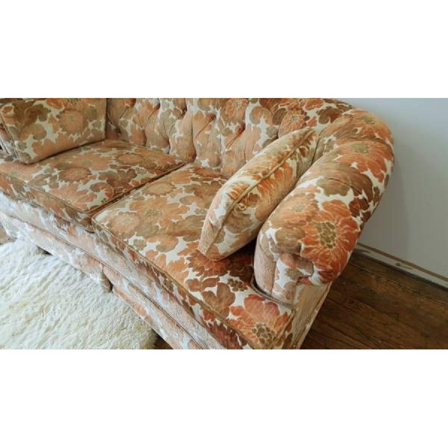 Mid-Century Velvet Chesterfield Peach Loveseat - image-2