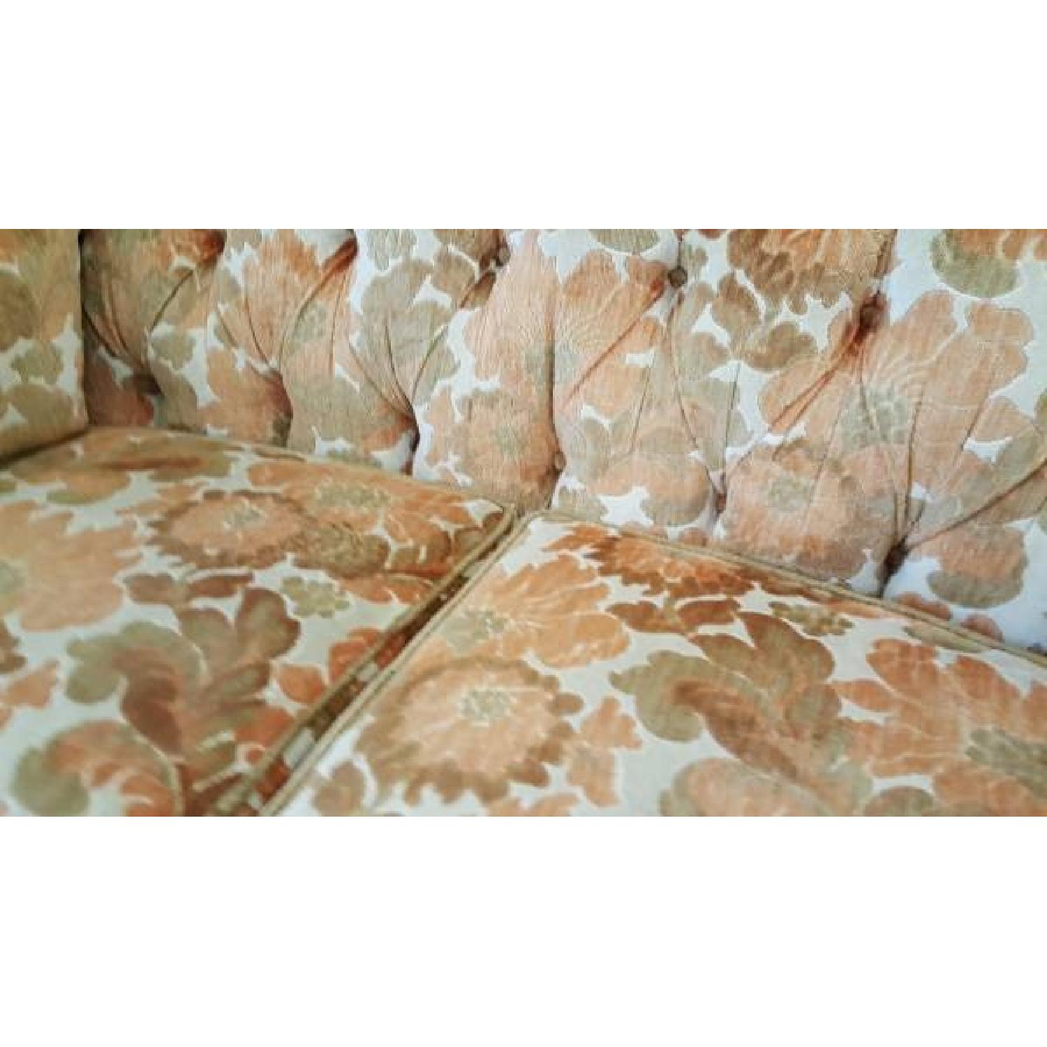 Mid-Century Velvet Chesterfield Peach Loveseat - image-5