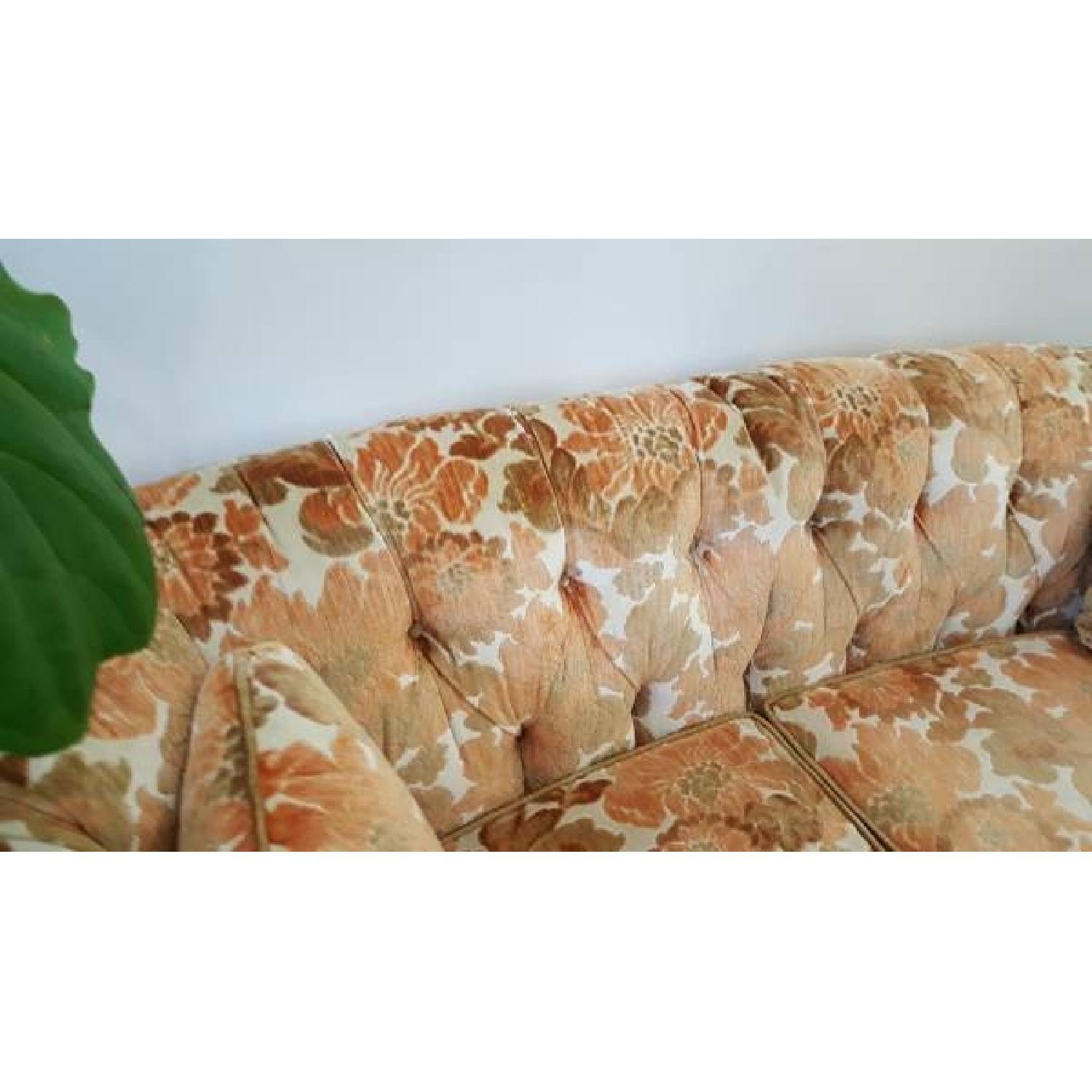 Mid-Century Velvet Chesterfield Peach Loveseat - image-6