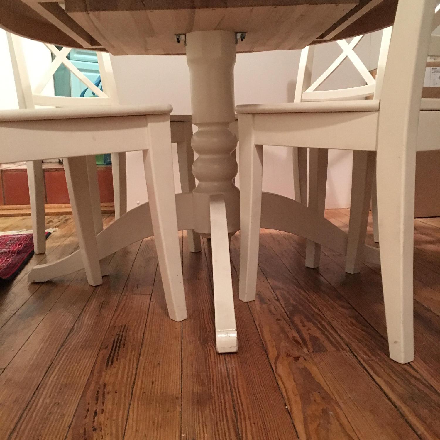 Ikea White Pedestal Extendable Dining Table w/ 4 Chairs - image-5