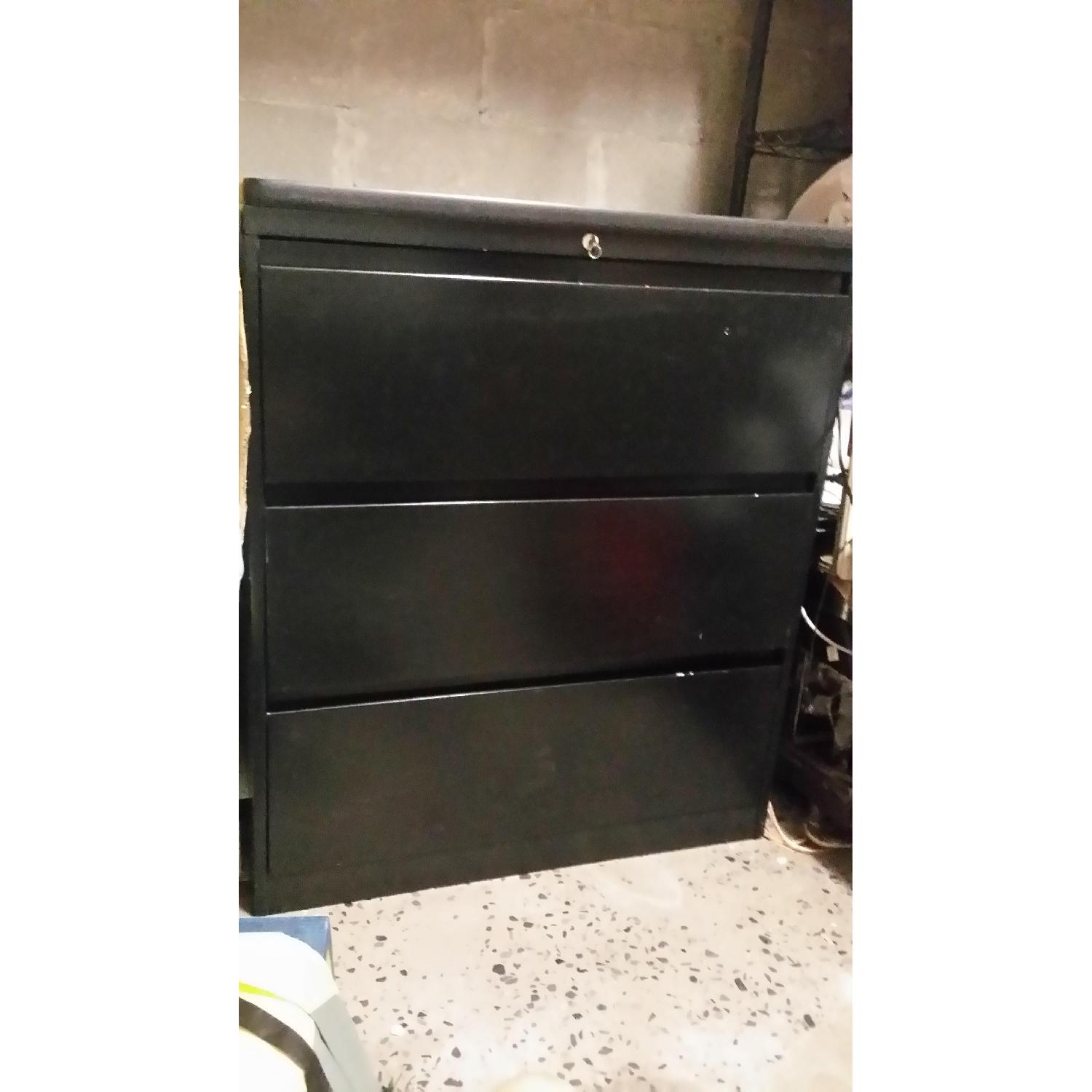 Black 3 Drawer Lateral File Cabinet For Sale On Aptdeco
