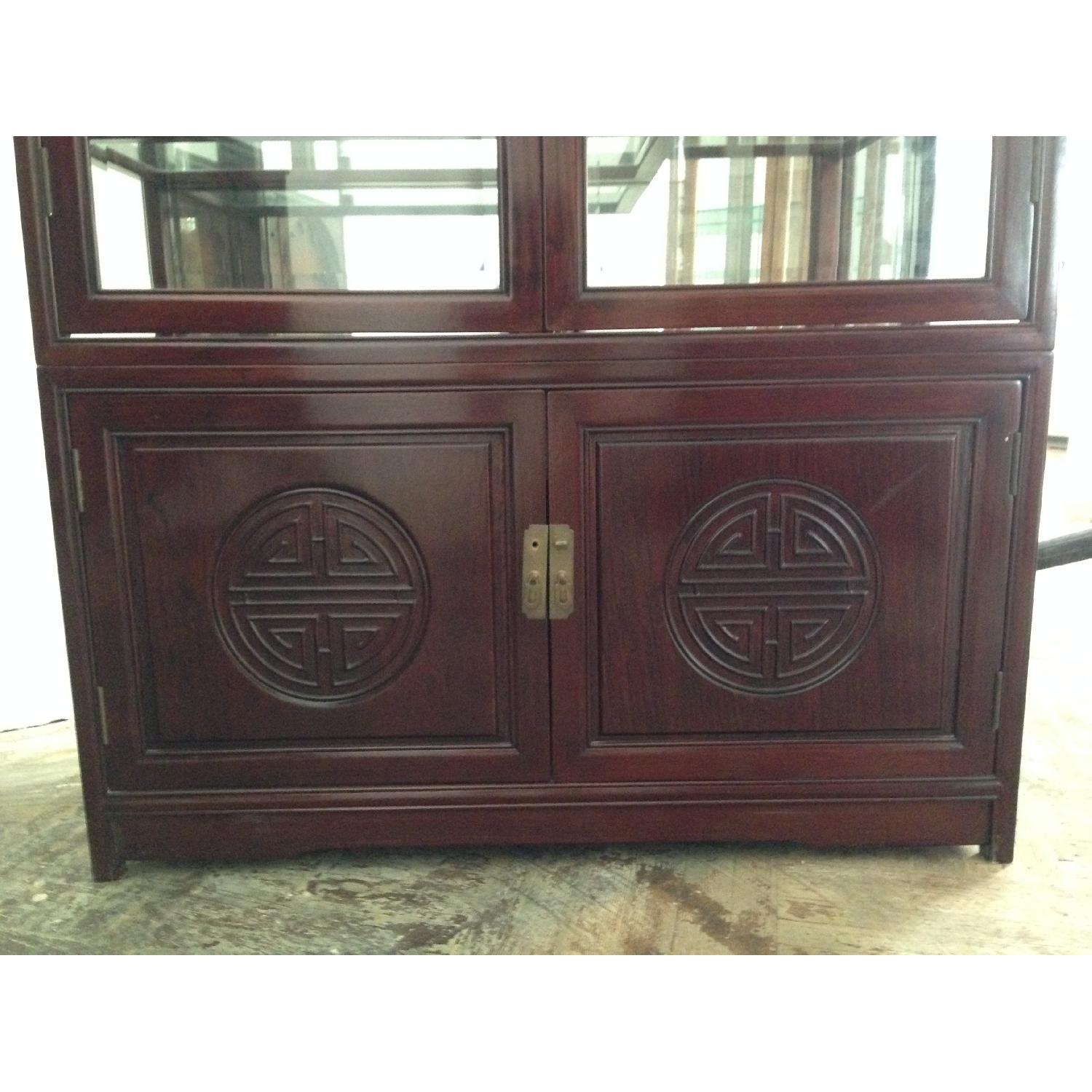 Vintage Chinese Rosewood Dining Table w/ 6 Chairs + China Closet - image-4