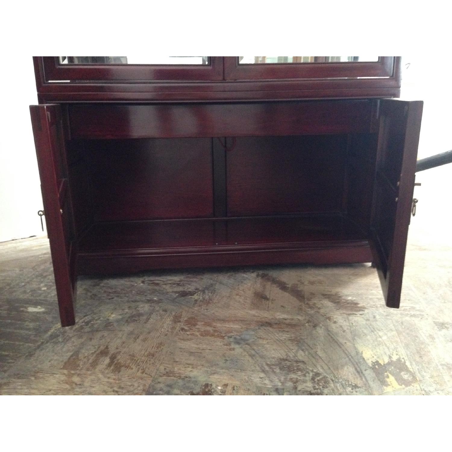 Vintage Chinese Rosewood Dining Table w/ 6 Chairs + China Closet - image-5