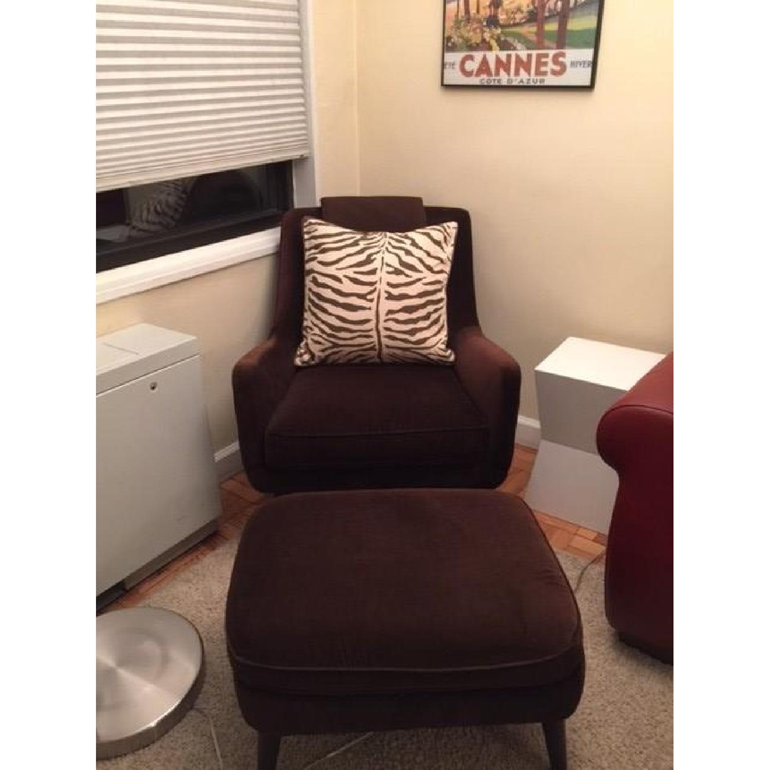 Room & Board Quinn Chair & Ottoman in Cocoa Brown Velvet - image-1