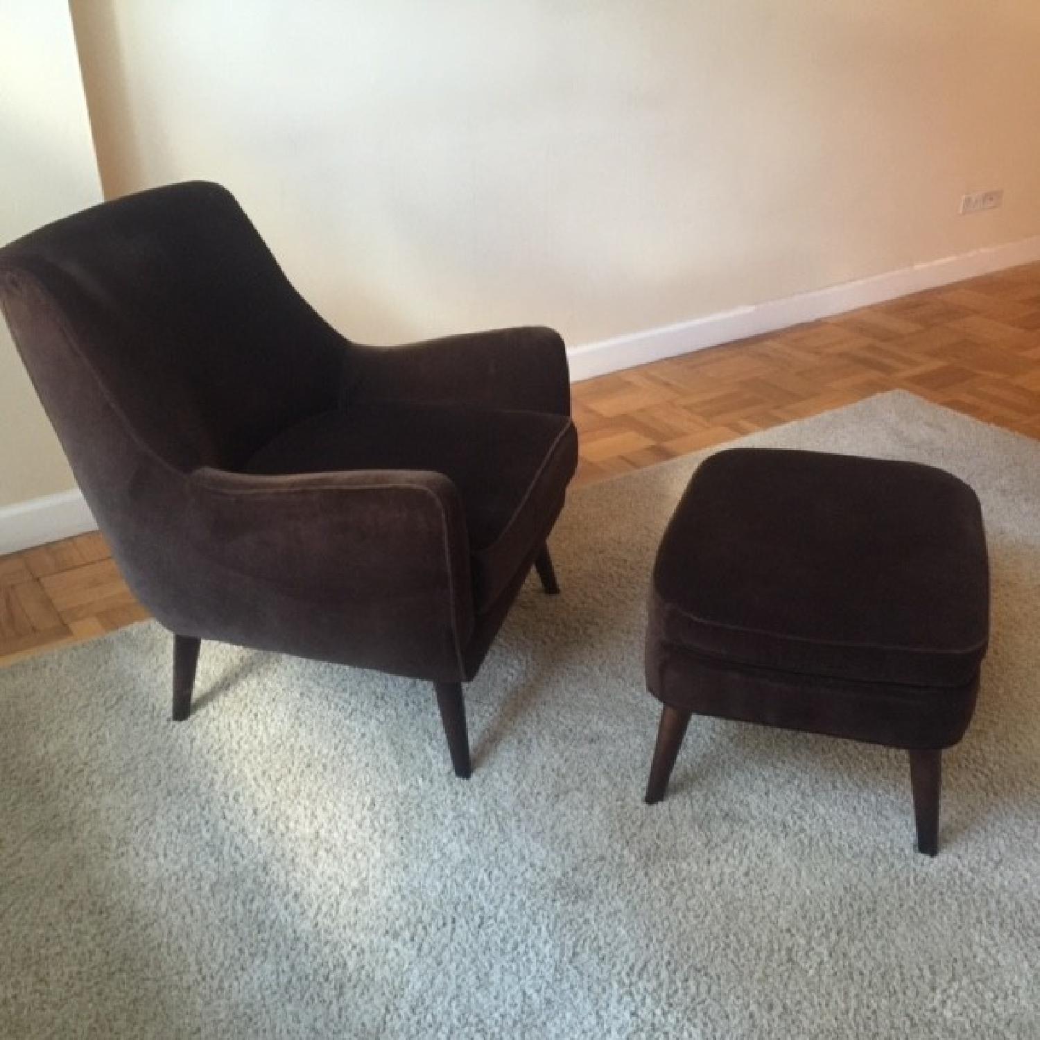 Room & Board Quinn Chair & Ottoman in Cocoa Brown Velvet - image-2
