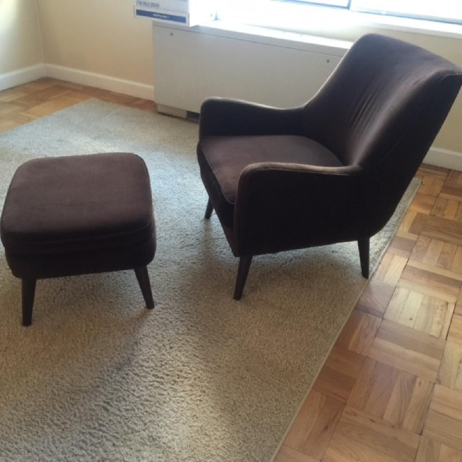 Room & Board Quinn Chair & Ottoman in Cocoa Brown Velvet - image-3