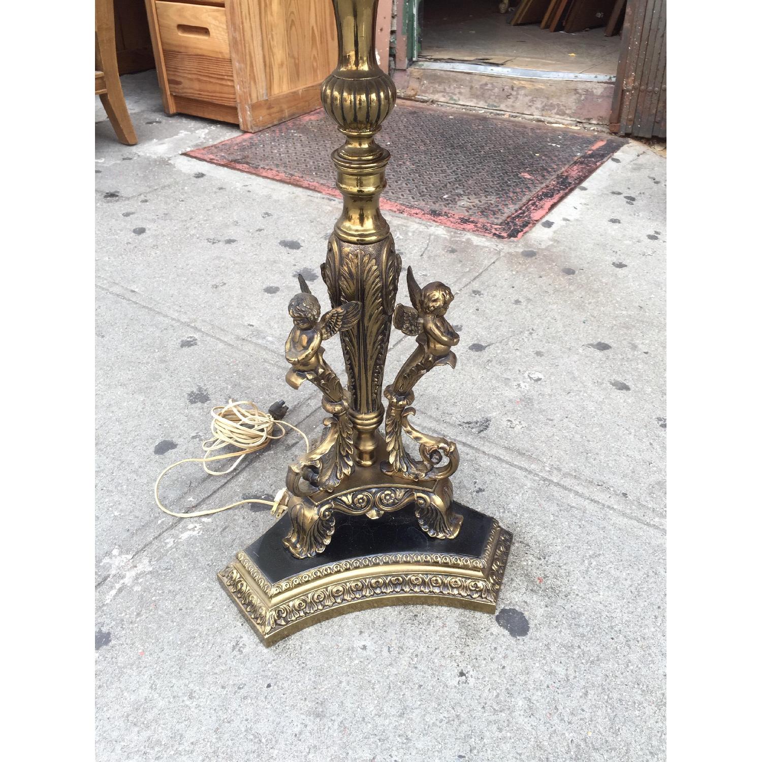 Vintage Marble & Glass Floor Table Lamp in Bronze - image-5