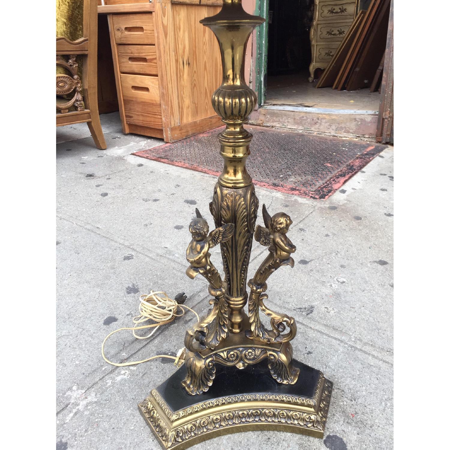 Vintage Marble & Glass Floor Table Lamp in Bronze - image-6
