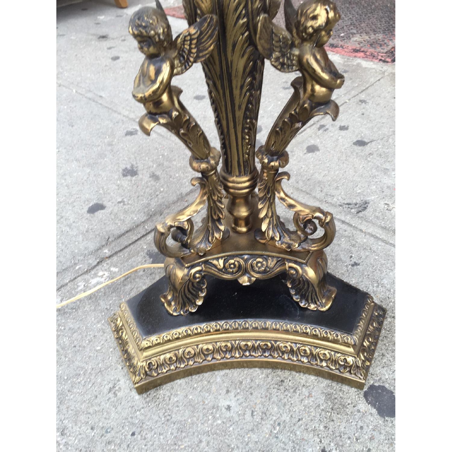 Vintage Marble & Glass Floor Table Lamp in Bronze - image-7