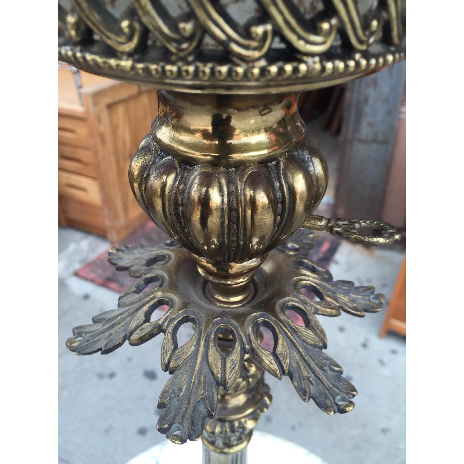 Vintage Marble & Glass Floor Table Lamp in Bronze - image-9