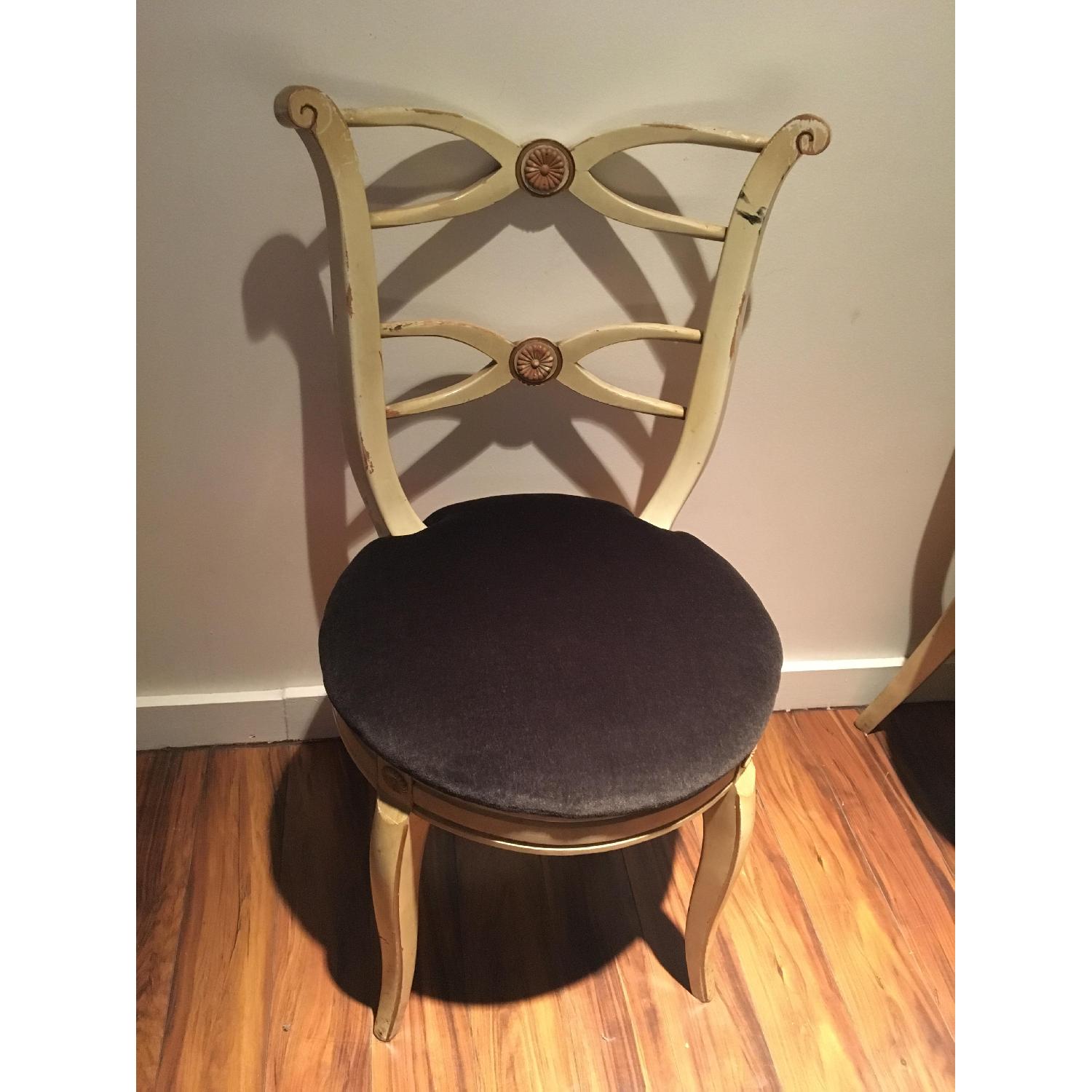 Shabby Chic Vintage Chair w/ Black Velvet Seat - image-1