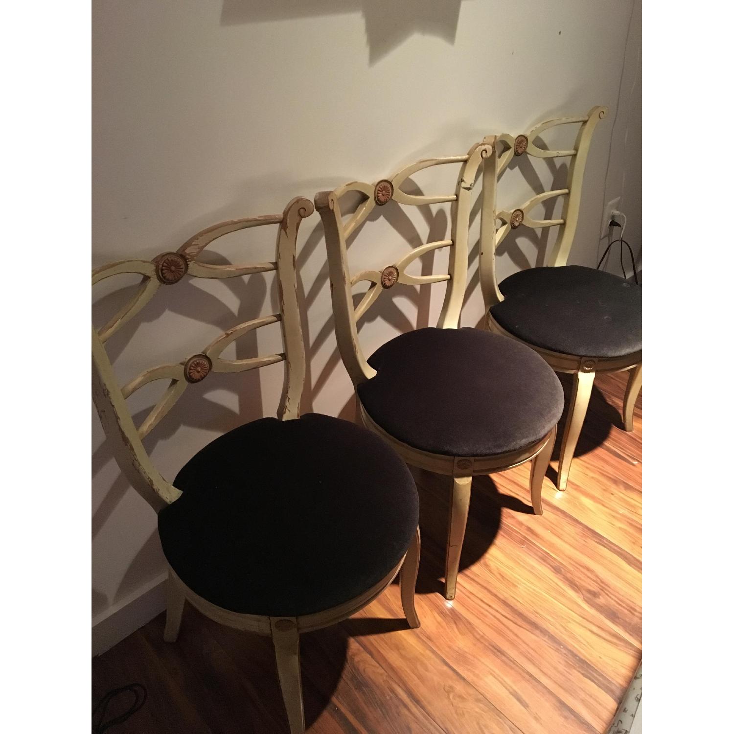 Shabby Chic Vintage Chair w/ Black Velvet Seat - image-2