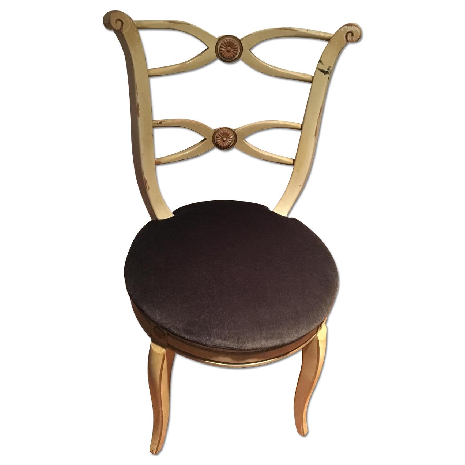 Shabby Chic Vintage Chair w/ Black Velvet Seat - AptDeco, image size:1500x1500